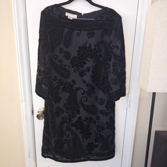 Morgan McFeeters Silk Blend Paisley Velvet Burnout Dress Size 10 Elegant Event - Picture 1 of 7